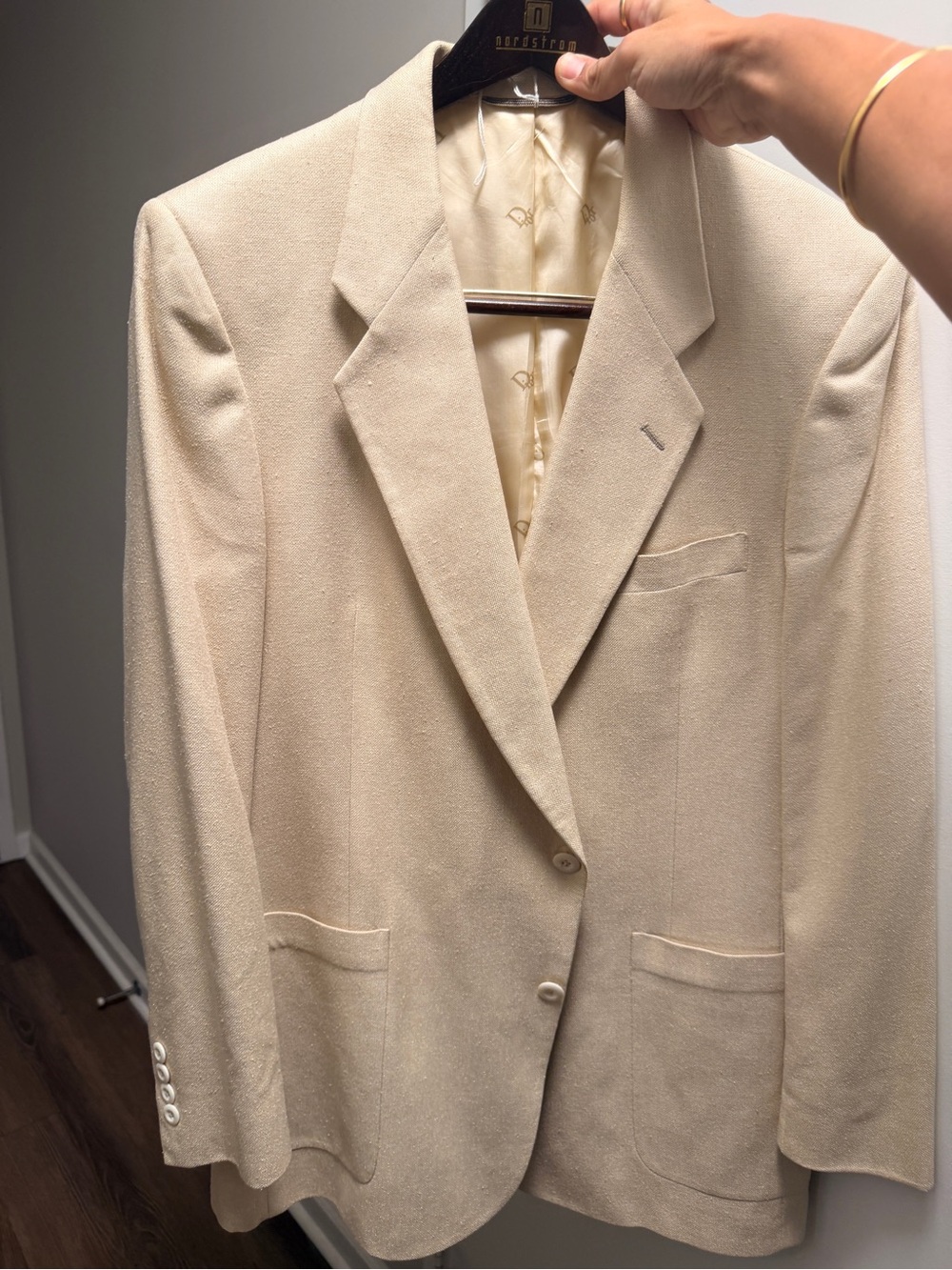 Dior Men's Cream Single-Breasted Blazer